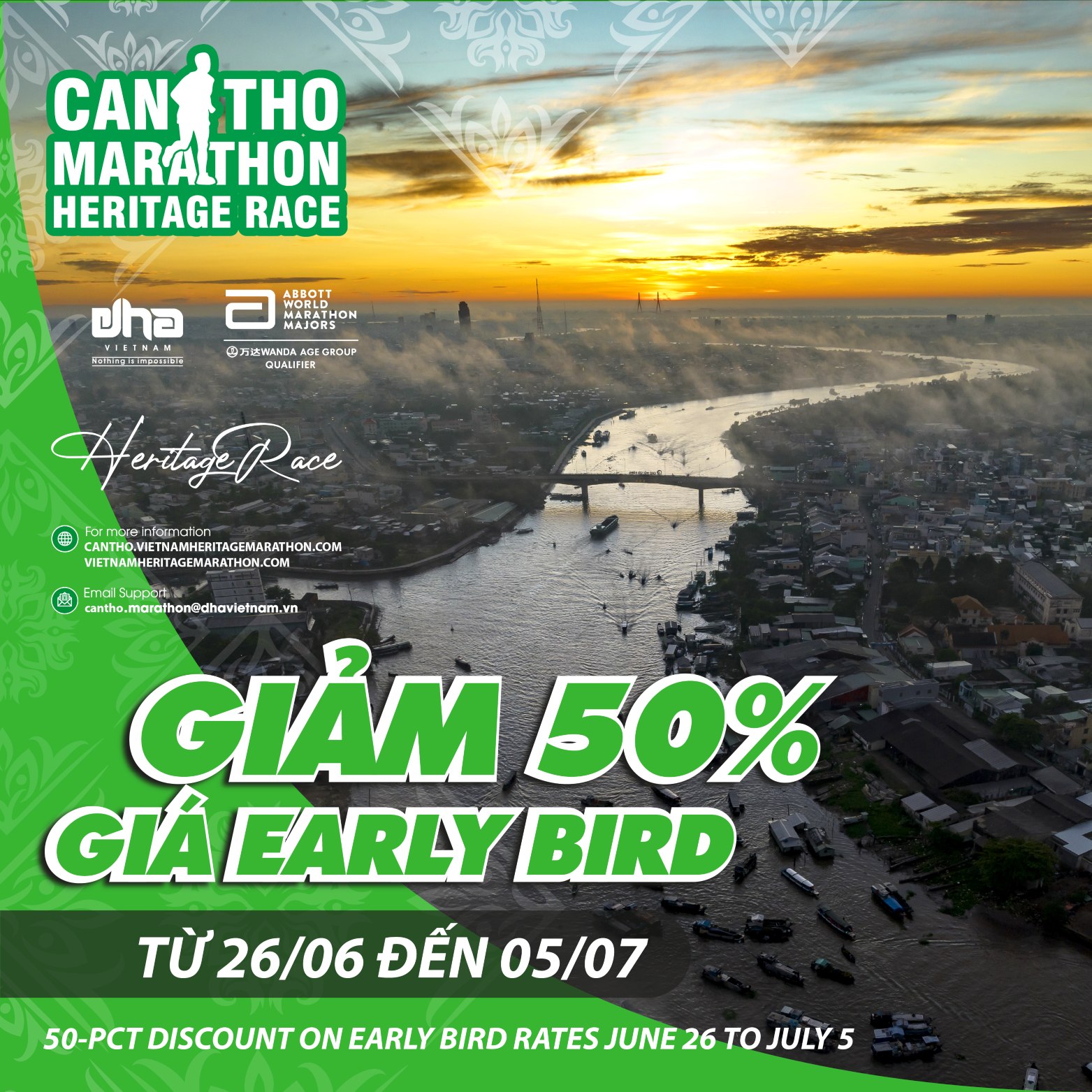 Giải Marathon Quốc Tế Di Sản Cần Thơ 2022: Ưu Đãi Giảm 50% Giá Early Bird